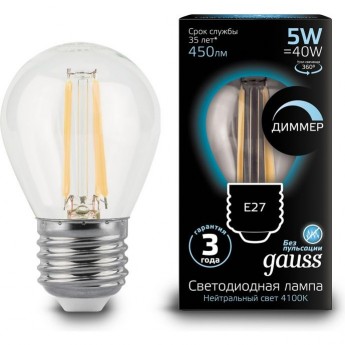 Лампа GAUSS LED BLACK FILAMENT GLOBE DIMMABLE E27 5W 4100K Лампа GAUSS LED BLACK FILAMENT GLOBE DIMMABLE E27 5W 4100K