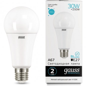 Лампа GAUSS LED ELEMENTARY A67 30W E27 4100K Лампа GAUSS LED ELEMENTARY A67 30W E27 4100K