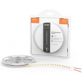 Лента GAUSS BASIC LED 2835/120 12V 9,6W/m 624lm/m 3000K 8mm IP20 5m 1/100 Лента GAUSS BASIC LED 2835/120 12V 9,6W/m 624lm/m 3000K 8mm IP20 5m 1/100